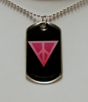NEW- Exclusive Pink Triangle/Peace Dog Tag